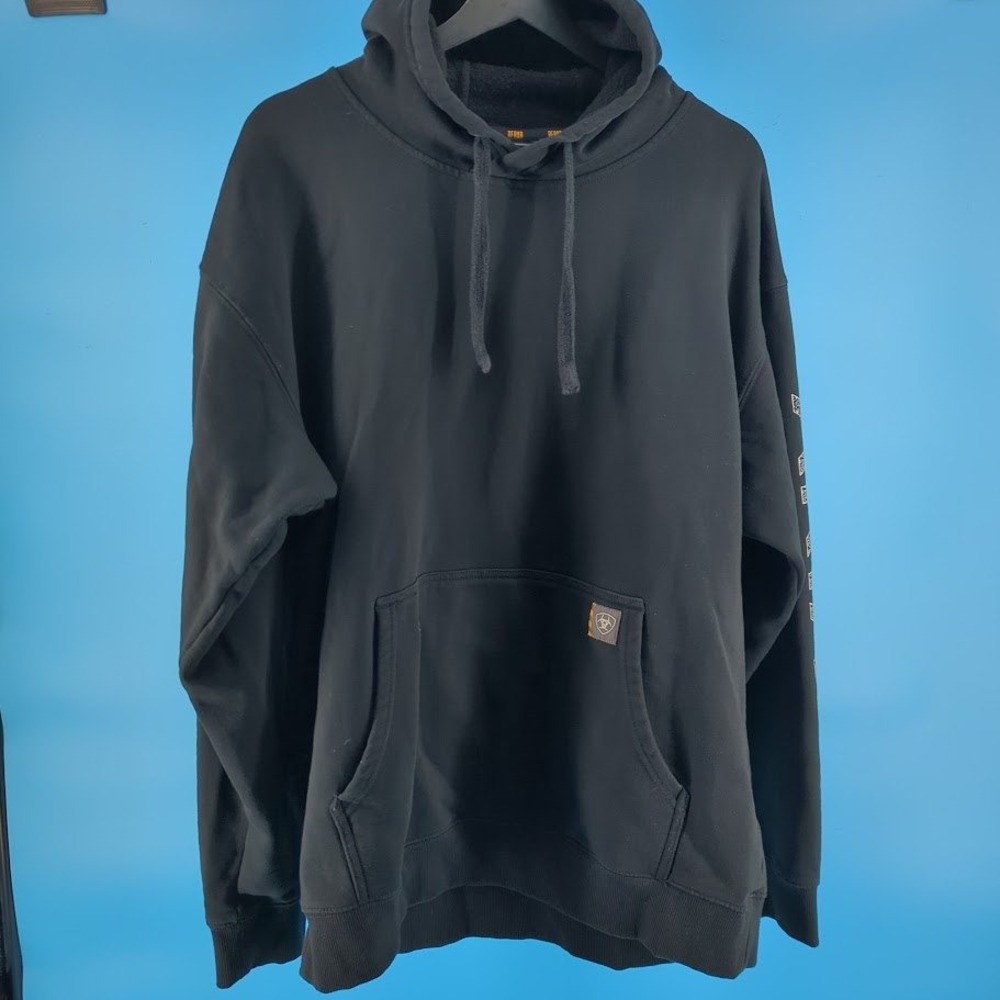 Ariat Rebar Mens Black Skull Hard Hat Work Graphic Pullover Hoodie Large L 1032 - Picture 2 of 8